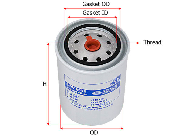 S,P/N SFW2075 (SURE FILTER), WF2075 (BALDWIN/USA) P554685 (DONALDSON),FRESH WATER FILTER,CUMMINS AUX ENGINE QSM11-DM,CS03-06